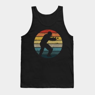 Cricket Player Silhouette On A Distressed Retro Sunset print Tank Top